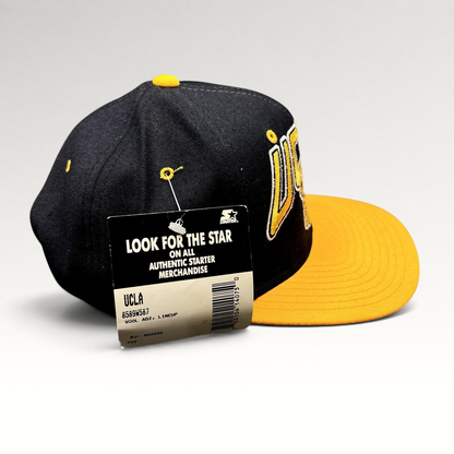 Raree Finds vintage UCLA Bruins Starter snapback hat in navy and gold wool with original tags attached