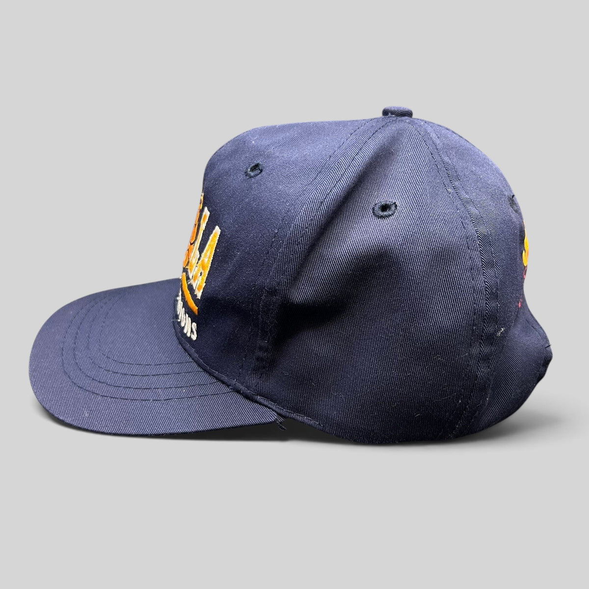 Raree Finds vintage 1995 UCLA Bruins National Champions navy blue cotton twill snapback hat with embroidered graphics