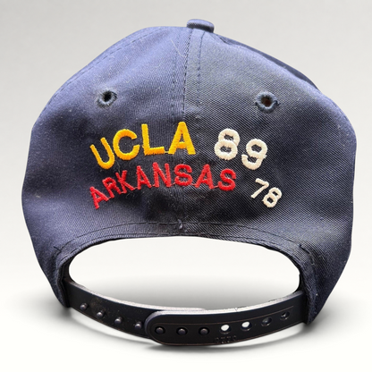 Raree Finds vintage 1995 UCLA Bruins snapback hat featuring embroidered score detail on the back in navy cotton twill