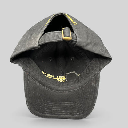 Raree Finds vintage 2006 USA Ski Team Torino Olympics black cotton strapback hat with gold embroidery and metal buckle