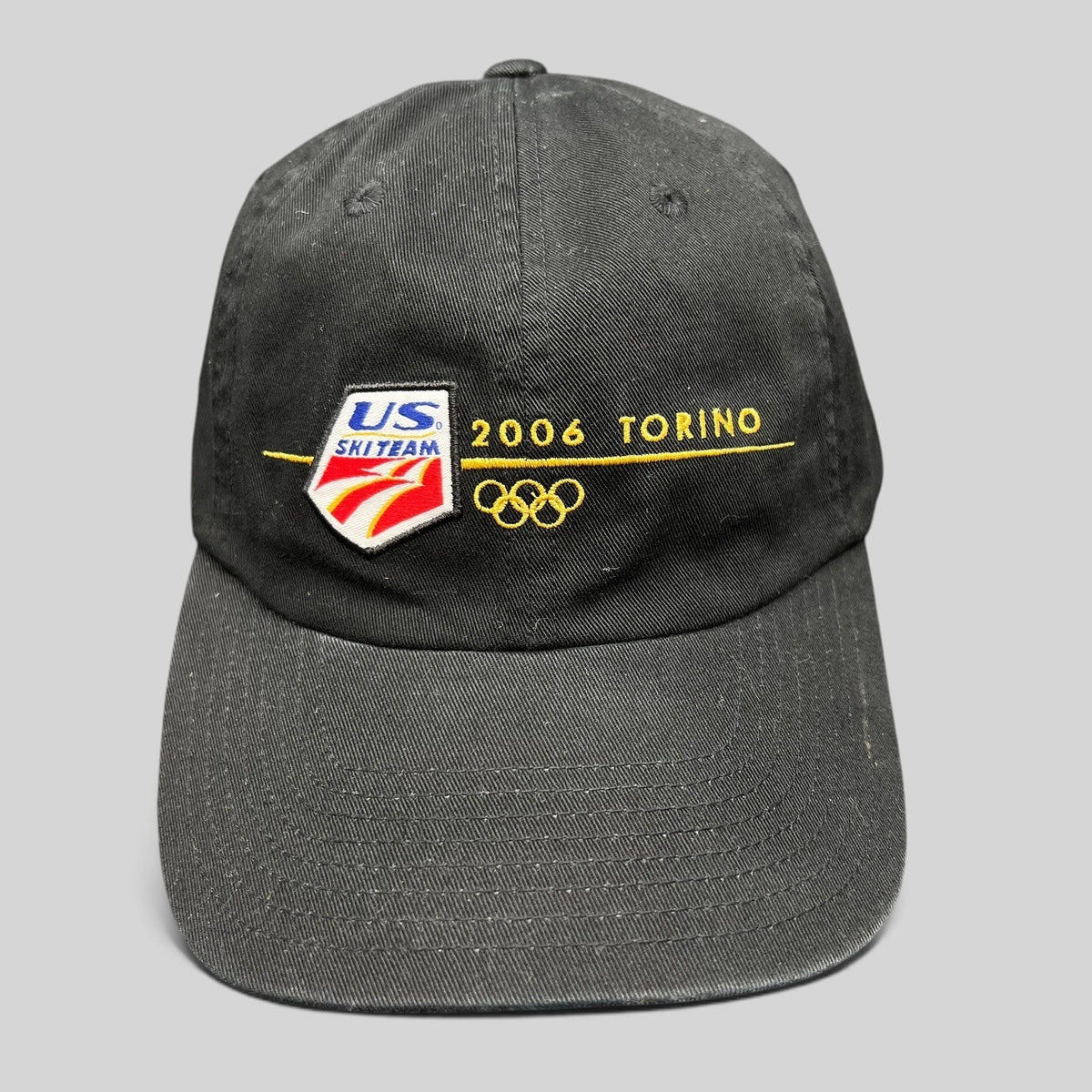 Raree Finds vintage black 2006 USA Ski Team Torino Olympics cotton strapback dad hat with gold embroidered logo