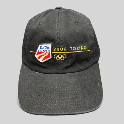Raree Finds vintage black 2006 USA Ski Team Torino Olympics cotton strapback dad hat with gold embroidered logo