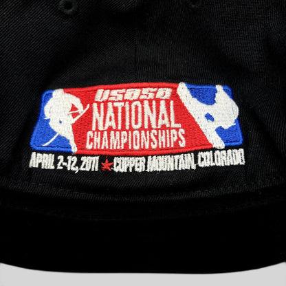 Raree Finds black Flexfit hat featuring embroidered 2011 USASA National Championships logo from Copper Mountain