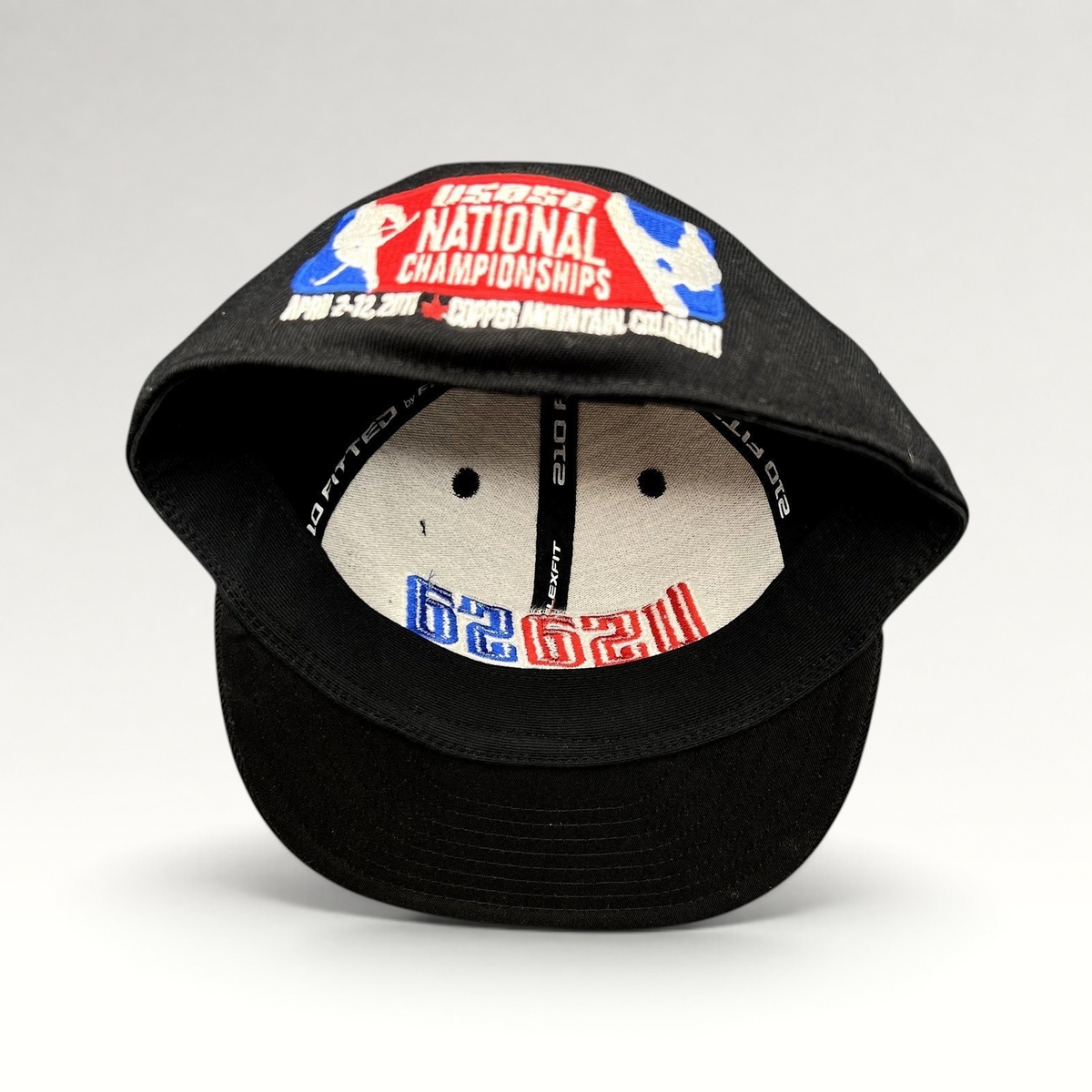 Raree Finds black Flexfit hat from the 2011 USASA National Championships at Copper Mountain with interior embroidery.