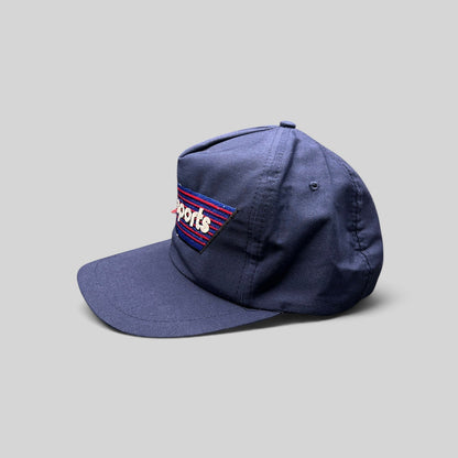 Raree Finds vintage 80s navy blue ABC Sports snapback hat with embroidered logo and durable workwear construction