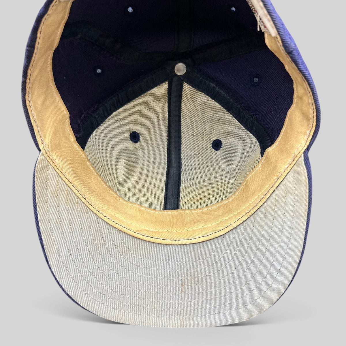 Raree Finds vintage New Era Diamond Collection Anaheim Angels wool fitted cap interior showing sweatband wear