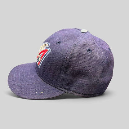 Raree Finds vintage navy wool New Era 59FIFTY Anaheim Angels fitted cap with winged A logo and distressed brim