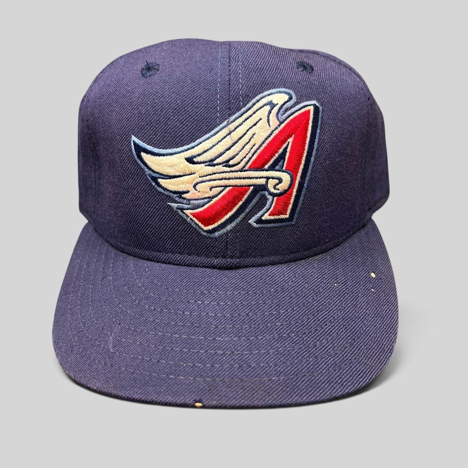 Raree Finds vintage navy wool New Era 59FIFTY Anaheim Angels Diamond Collection fitted hat with winged A logo