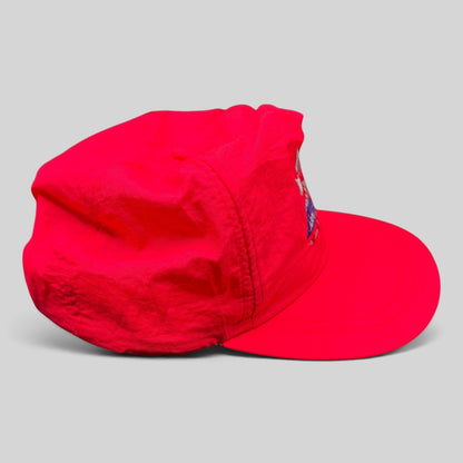 Raree Finds vintage 1993 Aspen Air Show neon red nylon snapback hat with embroidered fighter jet mountain graphic