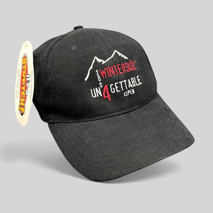 Raree Finds vintage 2004 black Aspen Wintersköl Un4gettable stretch fit cotton cap with embroidered mountain logo