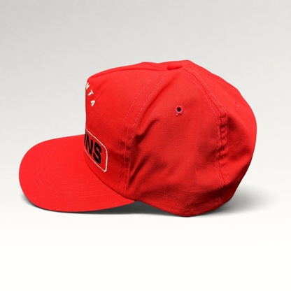 Raree Finds vintage Atlanta Falcons Sports Specialties red snapback hat with embroidered logo and side profile view