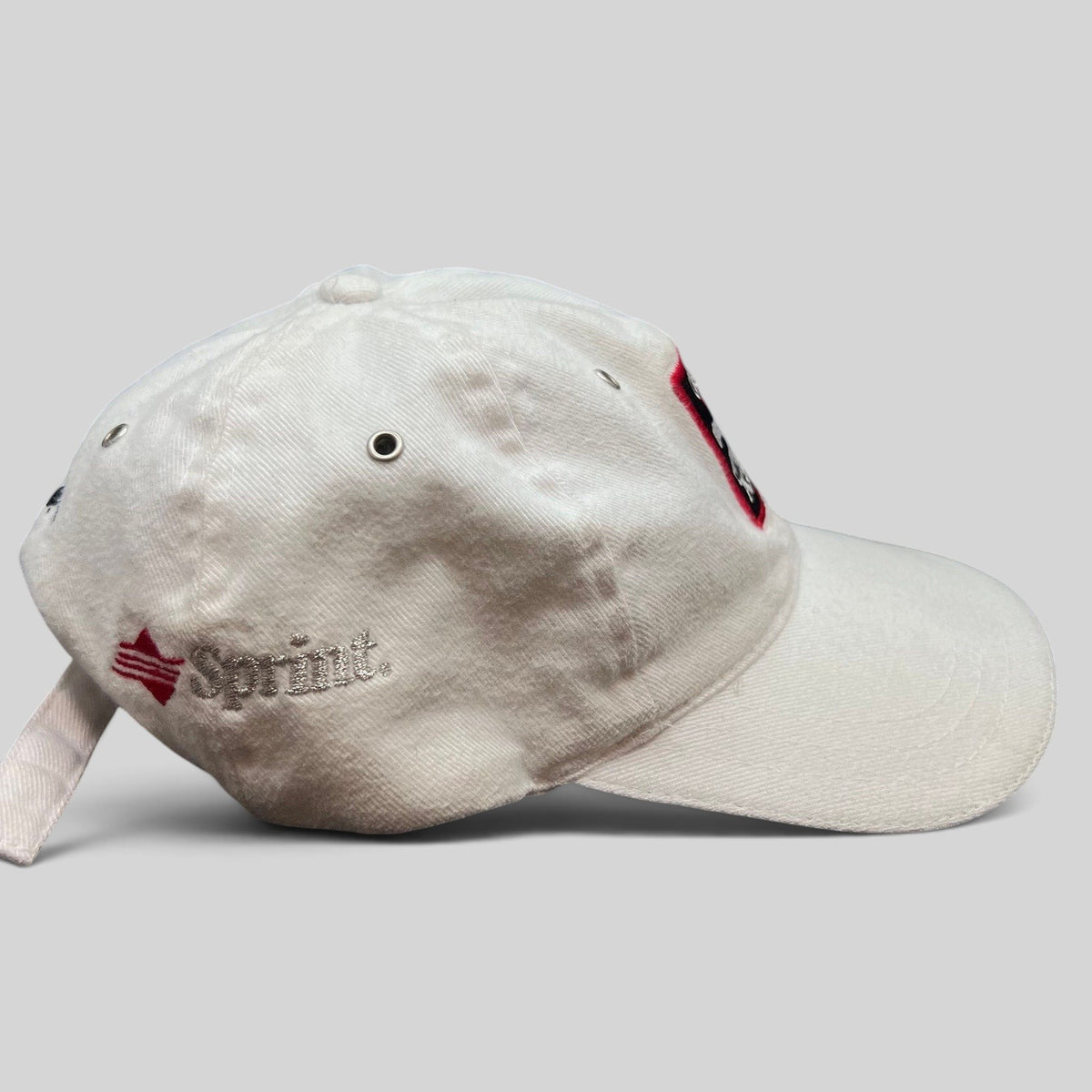 Raree Finds vintage white cotton Audi 24 HRS of Aspen strapback hat with Sprint embroidery on the side