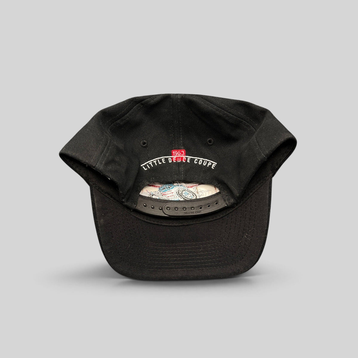 Raree Finds vintage 1990s Beach Boys snapback hat in black with Little Deuce Coupe 1963 embroidery on the back