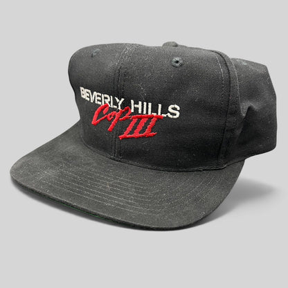 Raree Finds vintage 1994 Beverly Hills Cop III black snapback hat with white and red embroidered movie logo