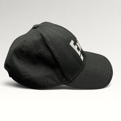 Raree Finds vintage black OTTO Cap snapback featuring an embroidered white E! News logo on the front