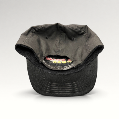 Raree Finds vintage 1993 WMAA Biennial black snapback cap with plastic closure and interior terry cloth sweatband.