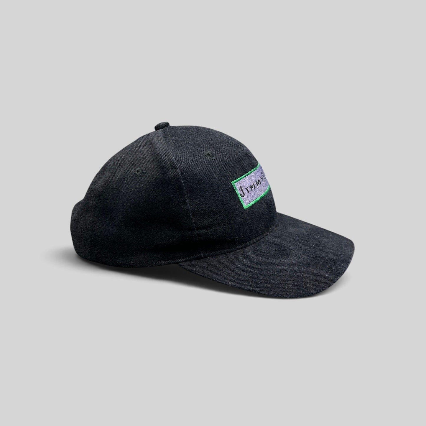 Raree Finds vintage black cotton snapback hat featuring a Jimmy V charity collection embroidered logo patch