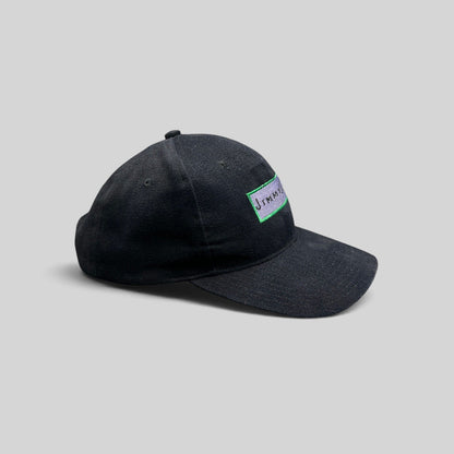 Raree Finds vintage black cotton snapback hat featuring a Jimmy V charity collection embroidered logo patch