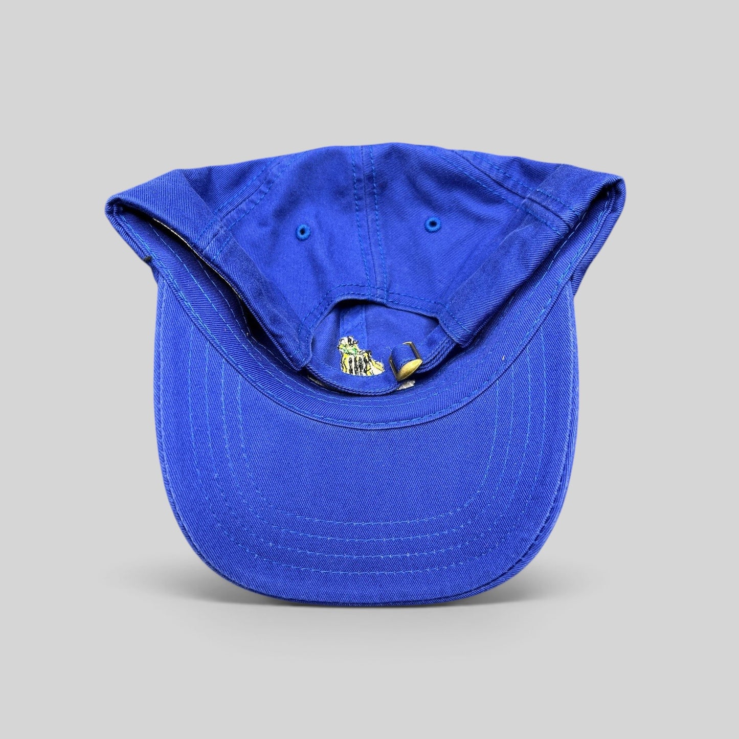 Raree Finds vintage royal blue American Dry Goods Trashmasters Aspen golf hat with adjustable brass buckle strapback