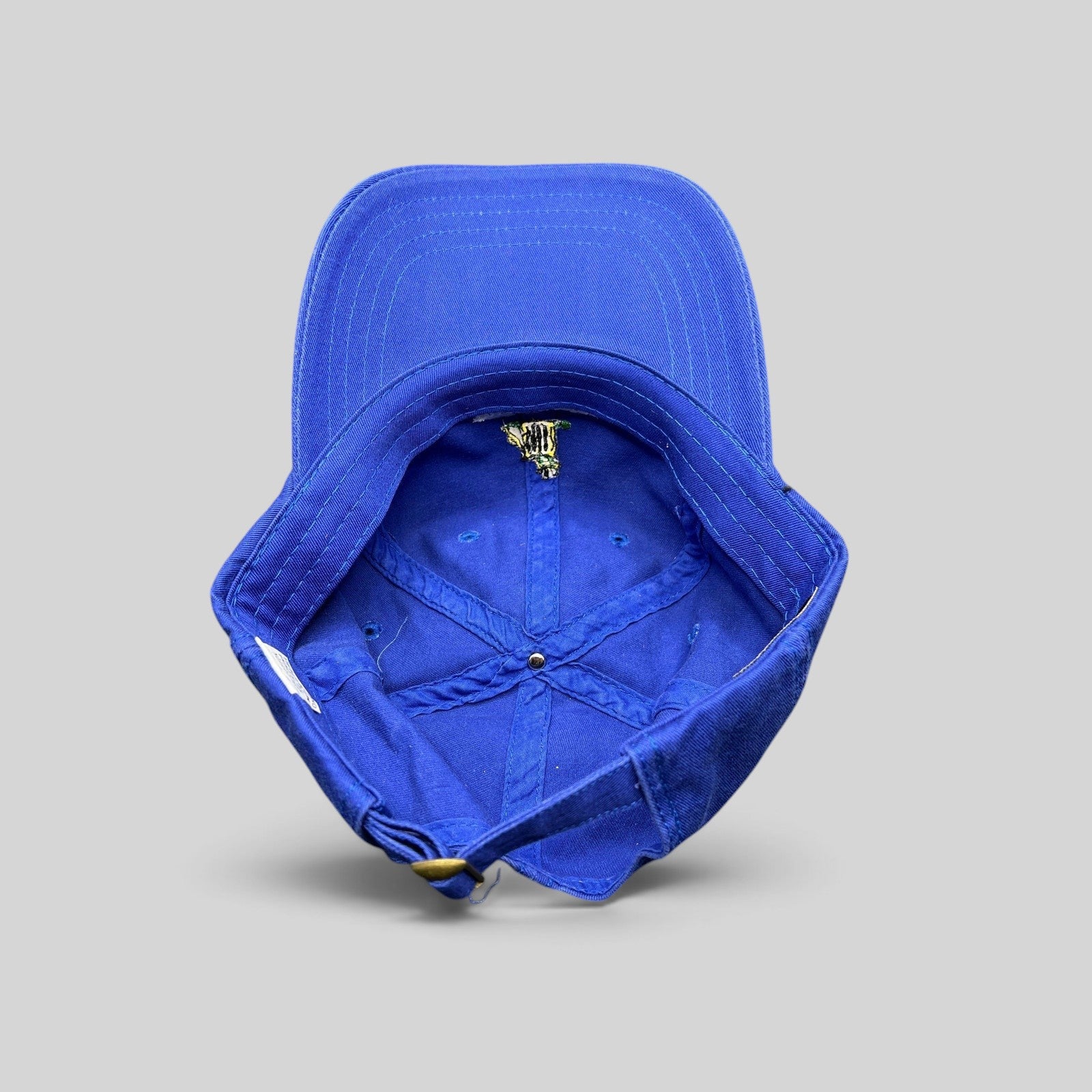 Raree Finds vintage royal blue American Dry Goods Trashmasters Aspen golf hat with adjustable brass buckle strapback