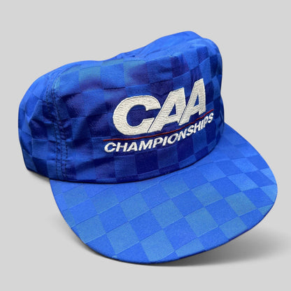 Raree Finds vintage royal blue checkered CAA Championships snapback hat with embroidered logo and flat bill