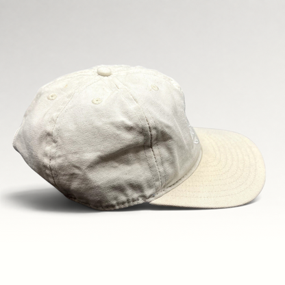 Raree Finds vintage Y2K Ojai Surf Club natural canvas strapback hat with a structured crown and flat brim profile.