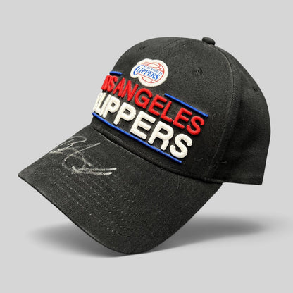 Raree Finds vintage LA Clippers black cotton strapback hat with embroidered team logo and silver autograph on brim