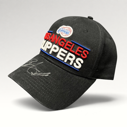 Raree Finds vintage LA Clippers black cotton strapback hat with embroidered team logo and silver autograph on brim