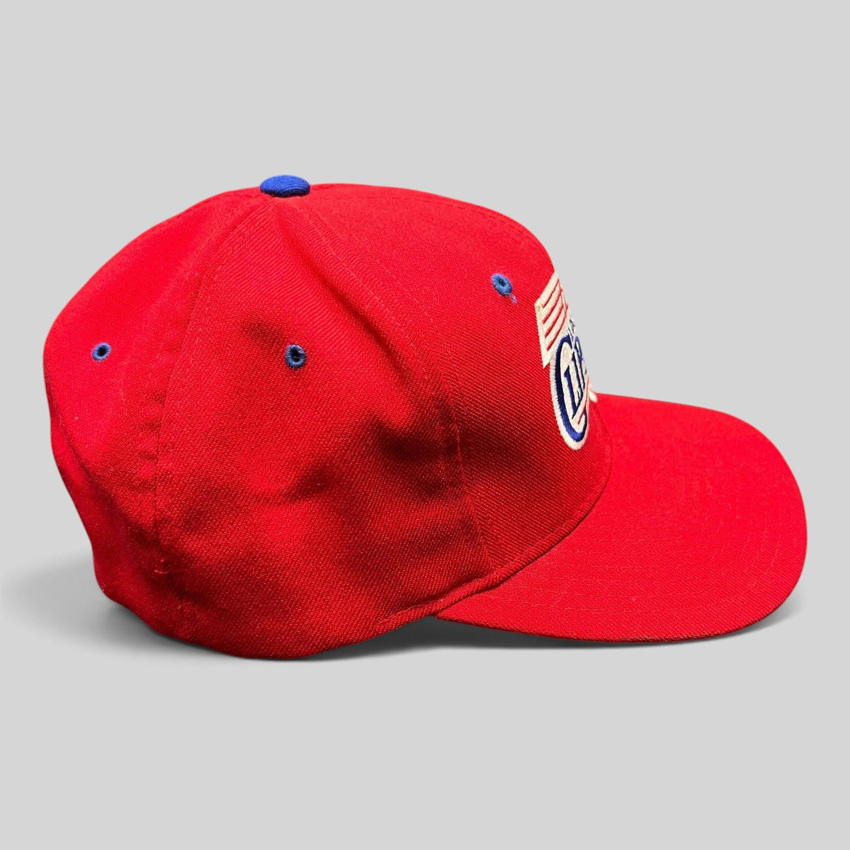 Raree Finds vintage 90s Starter LA Clippers red fitted hat with blue and white script logo embroidery