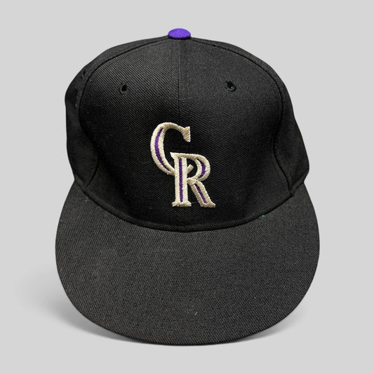 Raree Finds vintage Colorado Rockies New Era Diamond Collection fitted hat in black wool with silver and purple logo.