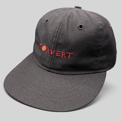 Raree Finds vintage black Columbia Sportswear snapback hat with red embroidered CONVERT spellout and cross emblem.