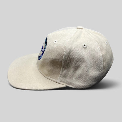 Raree Finds vintage cream Belkin University Bulldogs strapback hat with purple and teal embroidered mascot logo