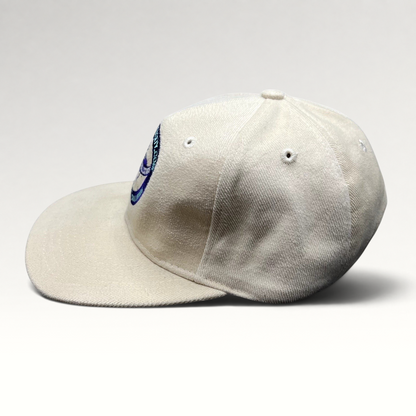 Raree Finds vintage cream Belkin University Bulldogs strapback hat with purple and teal embroidered mascot logo
