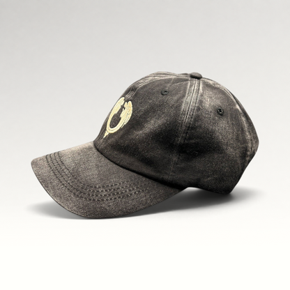 Raree Finds vintage Jesus Christ Superstar black distressed dad hat with embroidered emblem and pre-curved brim