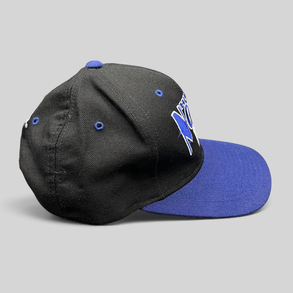 Raree Finds vintage 90s Los Angeles Dodgers Hideo Nomo snapback hat with black crown and blue brim