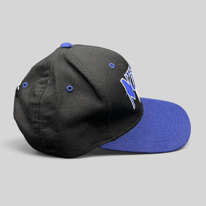 Raree Finds vintage 90s Los Angeles Dodgers Hideo Nomo snapback hat with black crown and blue brim