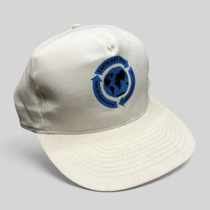 Raree Finds vintage Y2K Earth Day 2000 white snapback hat with blue Save The Environment globe graphic
