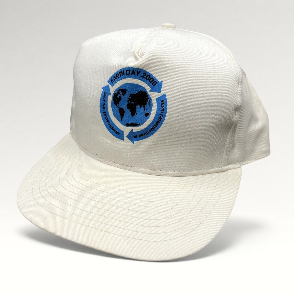 Raree Finds vintage white Y2K Earth Day 2000 snapback hat with Save The Environment globe graphic