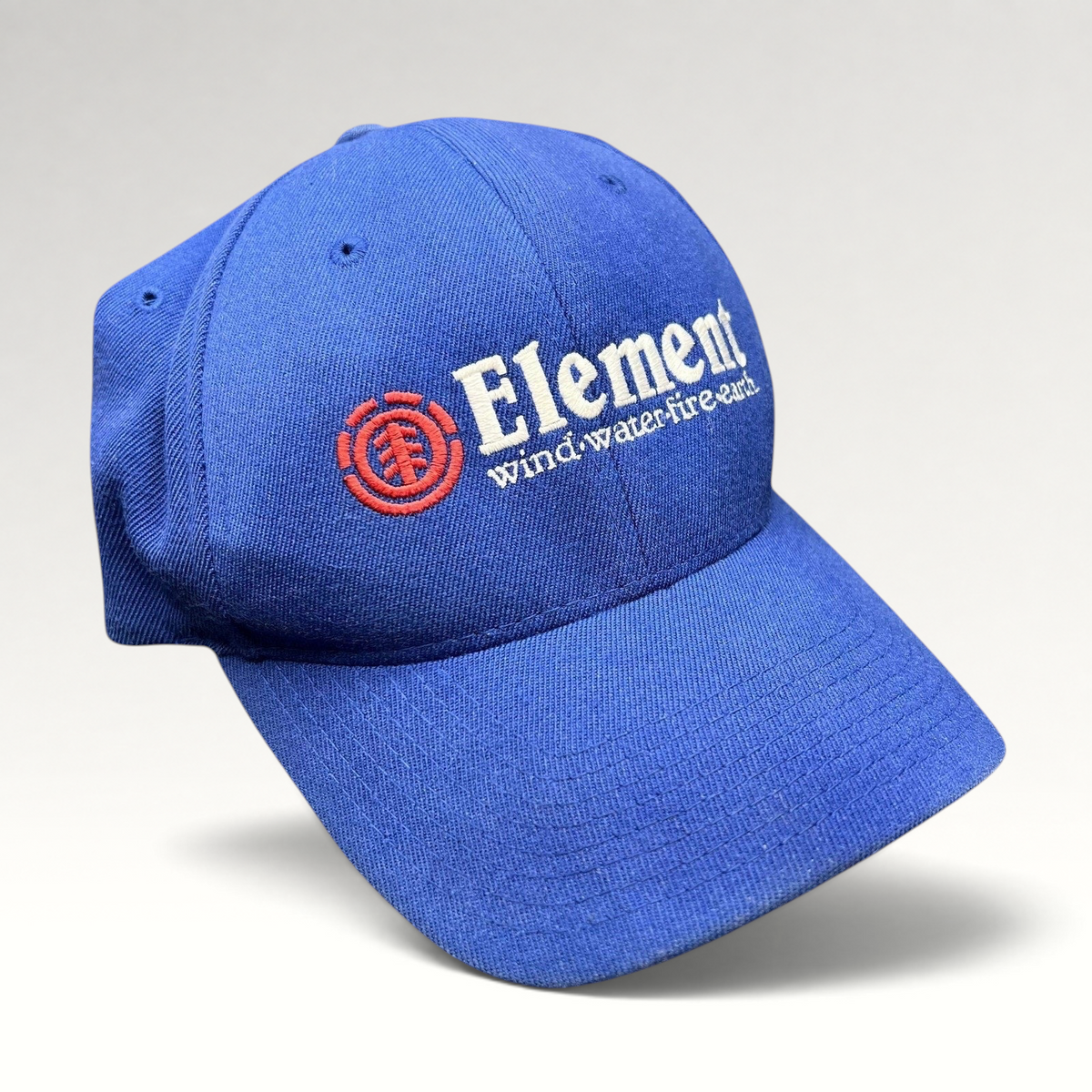 Raree Finds vintage blue Element skateboards Flexfit hat with embroidered spellout logo and tagline