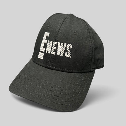 Raree Finds vintage black OTTO Cap snapback hat featuring an embroidered white E! News logo on the front