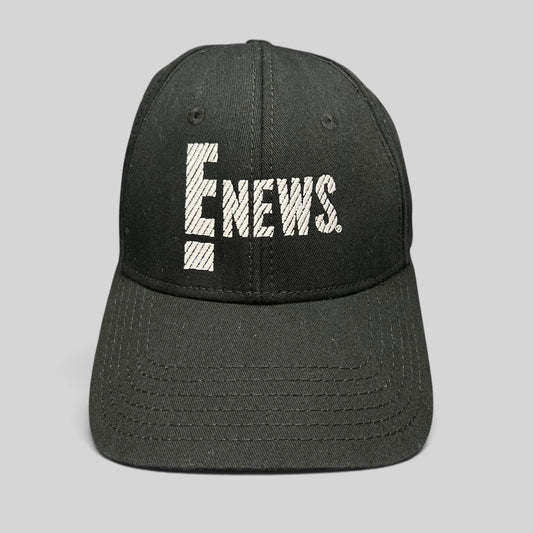 Raree Finds vintage black OTTO Cap snapback featuring an embroidered white E! News logo on the front