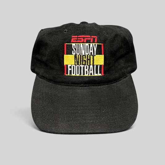 Raree Finds vintage black cotton ESPN Sunday Night Football strapback hat with embroidered front logo