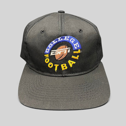 Raree Finds vintage 1995 ESPN College Football snapback hat in black with blue and yellow embroidered circular logo