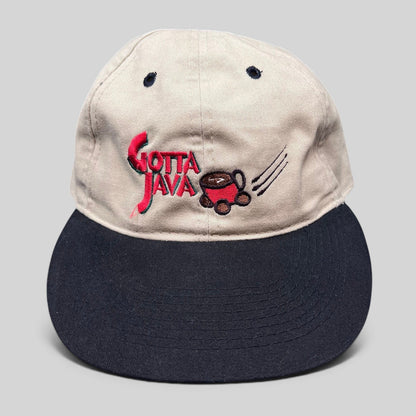 Raree Finds vintage OTTO Cap featuring a tan crown, black brim, and embroidered Gotta Java coffee shop logo.