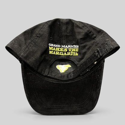 Raree Finds vintage black cotton strapback hat with Grand Marnier Makes the Margarita embroidery on the back