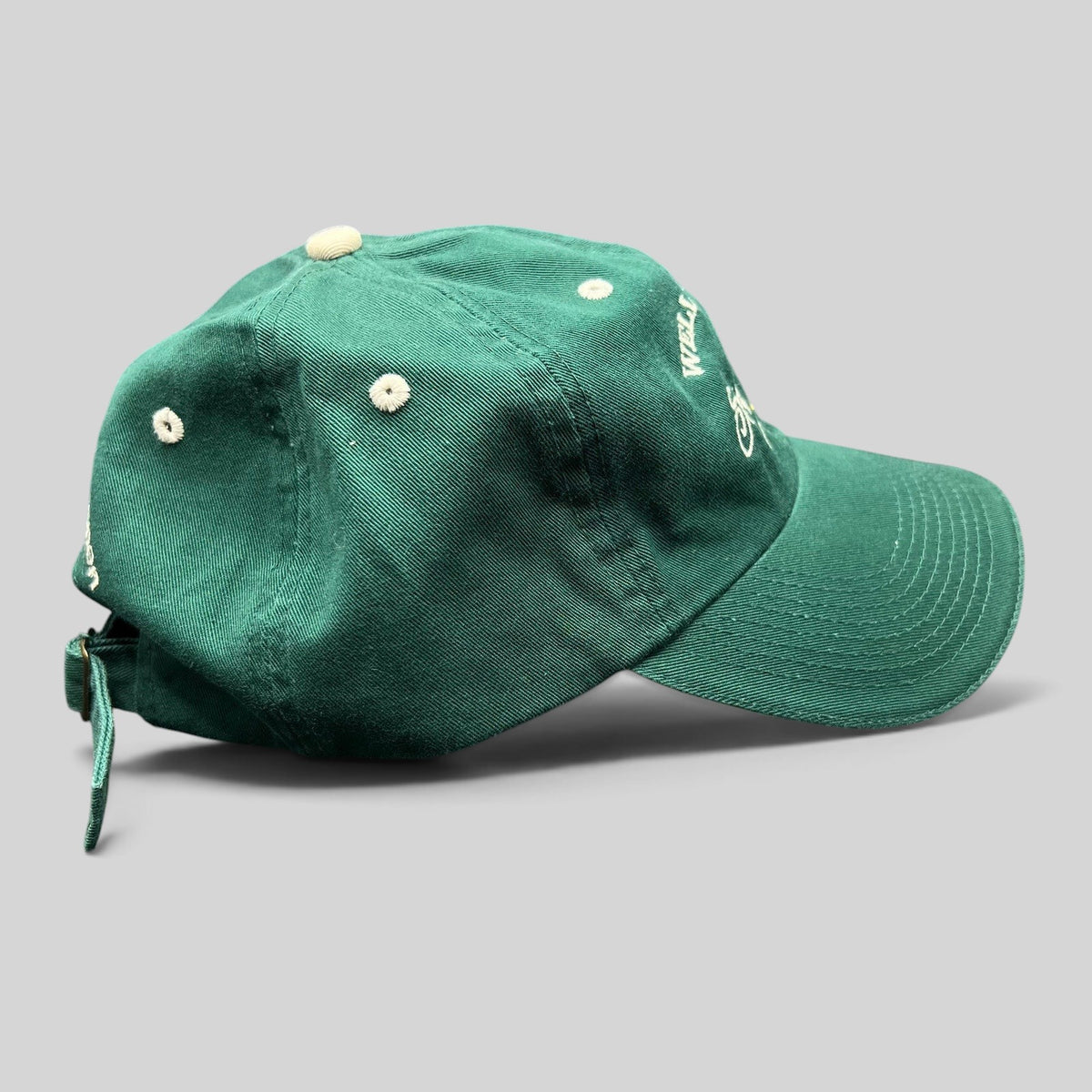 Raree Finds vintage green cotton strapback golf hat with Wells Fargo Sterling Cup Classic embroidery