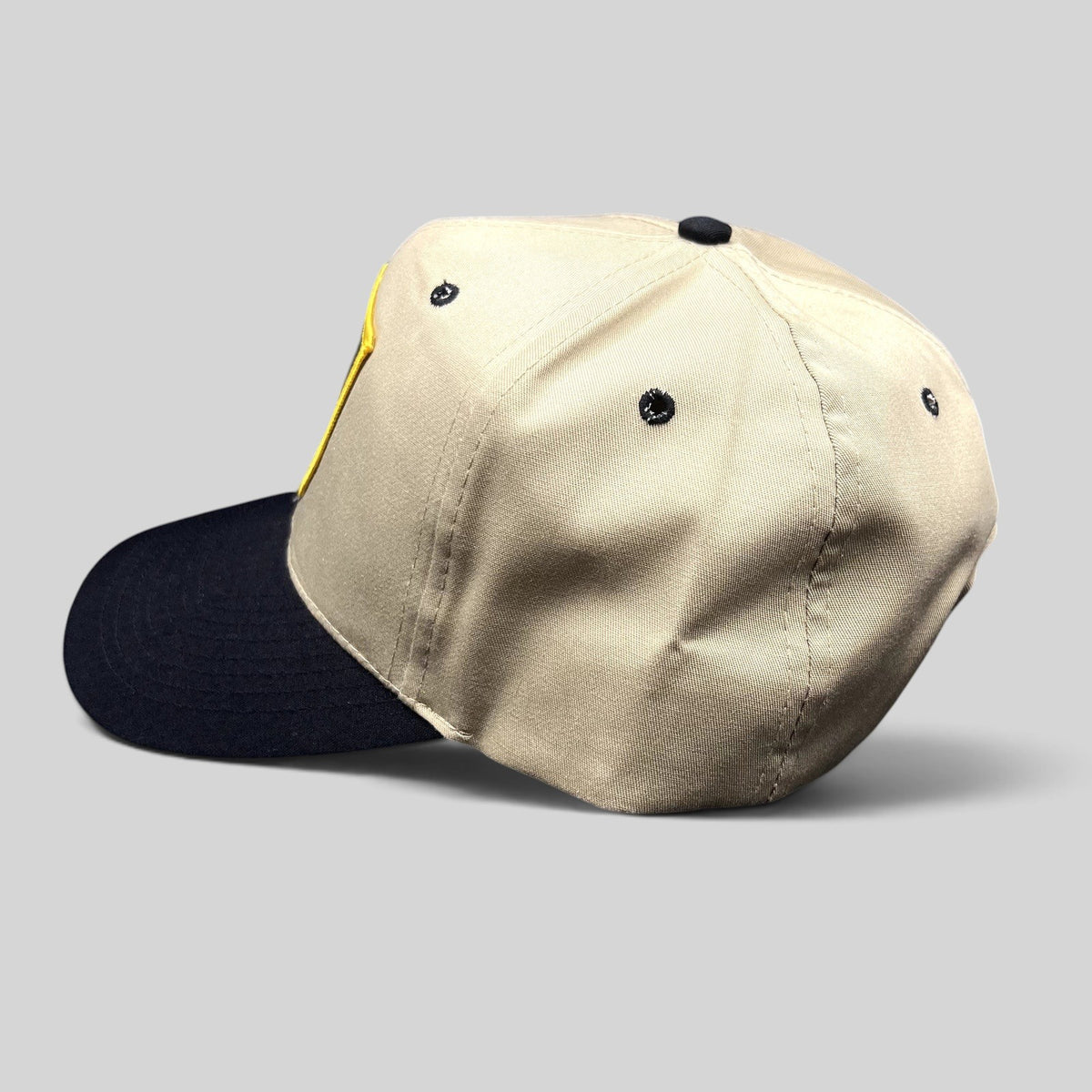 Raree Finds vintage Hawaii 5-0 Police snapback hat in khaki and black cotton with structured crown and adjustable fit.