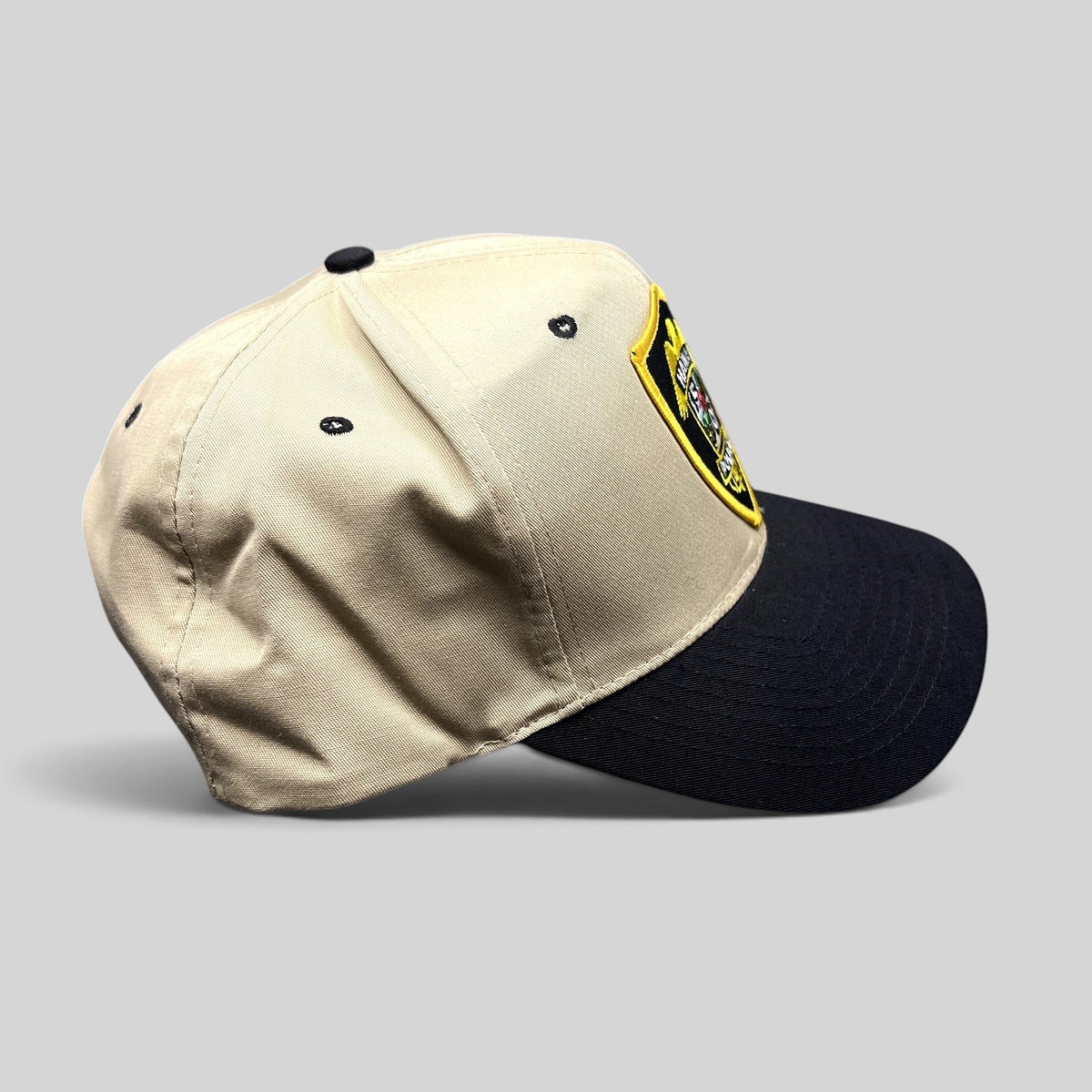 Raree Finds vintage Nissin Hawaii 5-0 Police snapback hat in khaki and black cotton with embroidered badge logo