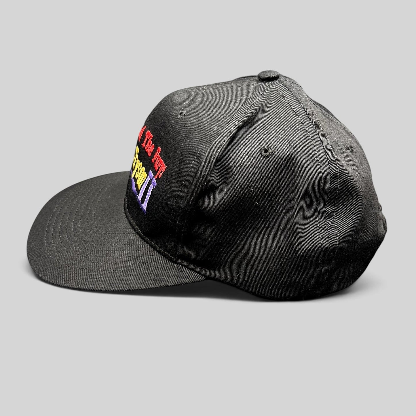 Raree Finds vintage 1997 Holyfield vs Tyson II boxing snapback hat with embroidered The Sound And The Fury slogan
