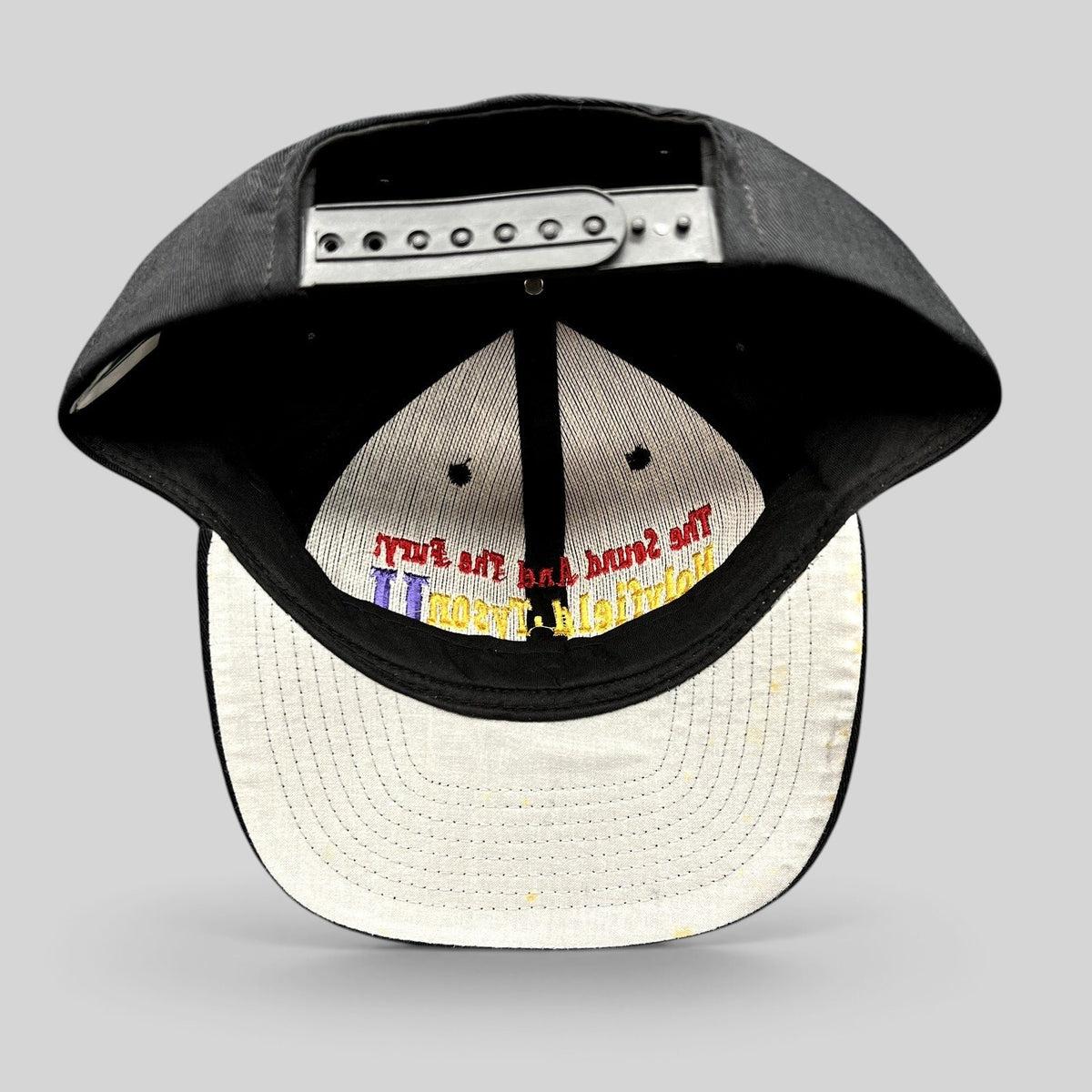 Raree Finds vintage 1997 Holyfield vs Tyson II boxing snapback hat with embroidered The Sound And The Fury logo